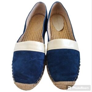 Tommy Bahama Vista Blue Leather Suede Espadrilles Slip On Flats Size 9.5